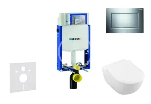 GEBERIT Kombifix Modul pro závěsné WC s tlačítkem Sigma30, lesklý chrom/chrom mat + Villeroy Boch WC a sedátko, DirectFlush, SoftClose, CeramicPlus 110.302.00.5 NI6