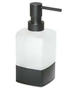 Gedy LOUNGE dávkovač mýdla na postavení, 280 ml, mléčné sklo, černá mat 545514