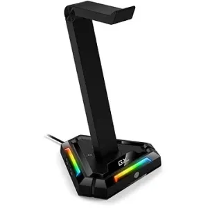 Genius RGB podsvícený stojan na sluchátka GX-UH100, 2x USB-A 2x USB-C HUB, černý