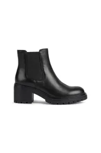 Kožené kotníkové boty Geox dámské, černá barva, na podpatku