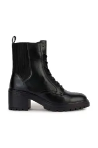 Kožené kotníkové boty Geox D DAMIANA D dámské, černá barva, na plochém podpatku, D36QCD 00043 C9999 #5937930