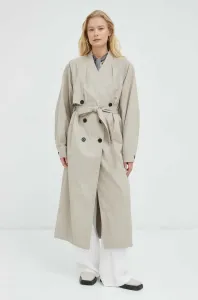 Kabát Gestuz dámský, béžová barva, přechodný, dvouřadový #5090583