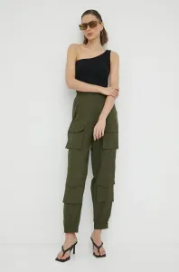 Kalhoty Gestuz dámské, zelená barva, high waist #5054508