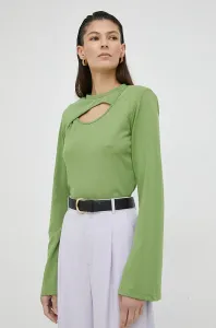 Tričko s dlouhým rukávem Gestuz Anka zelená barva, s pologolfem