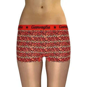 Gianvaglia Dámské boxerky Leopard Barva/Velikost: červená / S/M