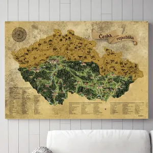 Stírací mapa Česka Deluxe XL – zlatá