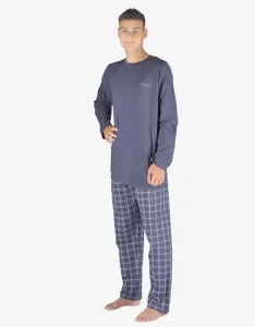 Gina Výhodné balení 5 kusů - Pyžamo dlouhé pánské 79149P Barva/Velikost: tm.popel, sv. šedá / M
