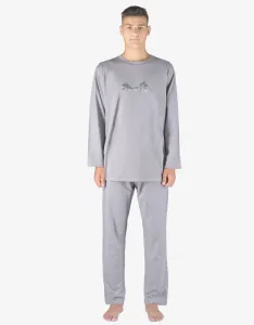Gina Výhodné balení 5 kusů - Pyžamo dlouhé pánské 79151P Barva/Velikost: šedá, tm. šedá / L