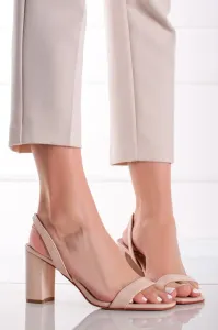 Béžové sandály na hrubém podpatku Freny