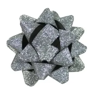 Rosetka Glitter 5 cm stříbrná 5 ks