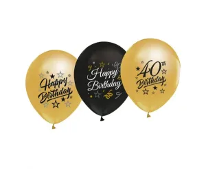 Godan Latexové balonky číslo 40 - černo zlaté 5 ks
