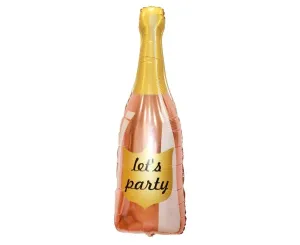 GODAN Balón fóliový láhev šampaňské - champagne - rose gold / růžovozlatá - 91 cm