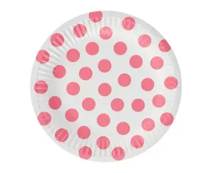 Godan Papírové talíře - Bílé s růžovými tečkami 18 cm 6 ks