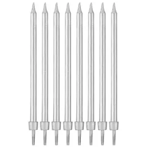 Narozeninové svíčky střibrné s podstavci délka - 10 cm - 8 ks