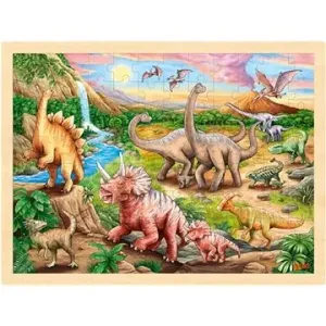 GOKI Dřevěné puzzle Dinosauří stezka 96 dílků