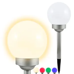 GOLDLUX (Polux) Svítidlo zahradní LED solarní bílé KOULE 15cm 3500K Teplá bílá + RGB Polux SANELE0122