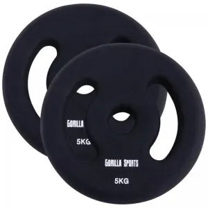 Gorilla Sports Sada zátěžových kotoučů 2 x 5 kg, černá