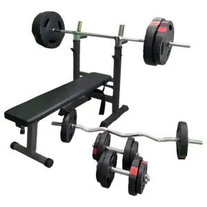 Gorilla Sports Posilovací lavice II + nakládací set 100 kg #4433569