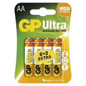 Alkalická baterie GP Ultra AA (LR6), 6+2 ks #2063729