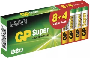 GP alkalická baterie SUPER AAA (LR03) 8+4DB