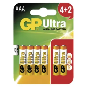 Alkalická baterie GP Ultra AAA (LR03), 4+2 ks