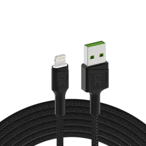 Green Cell kabel Ray USB-A - Lightning bílé LED 120cm s support pro Apple 2.4A rychlo nabíjení KABGC05