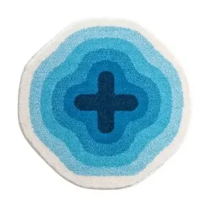 GRUND KARIM 03 Kruhová koupelnová předložka o 90 cm, modrá