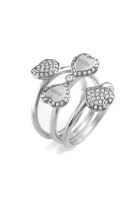 Guess Trojitý ocelový prsten pro štěstí Fine Heart JUBR01428JWRH 54 mm