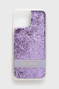 Guess Liquid Glitter Flower kryt pro Apple iPhone 13 mini Purple