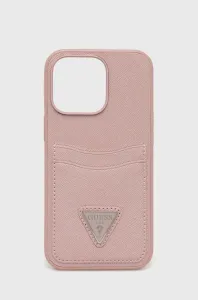 Pouzdro Guess Saffiano Triangle Logo Cardslot pro iPhone 13 Pro / iPhone 13 - růžové