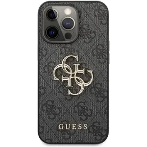 Guess PU 4G Metal Logo Zadní Kryt pro Apple iPhone 13 Pro Grey