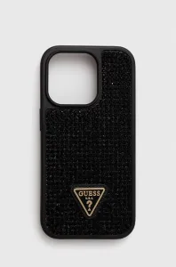 Pouzdro Guess Rhinestones Triangle Metal Logo kryt pro Apple iPhone 14 PRO Black