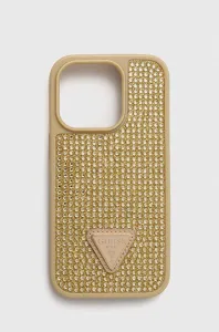 Pouzdro Guess Rhinestones Triangle Metal Logo kryt pro Apple iPhone 14 PRO Gold