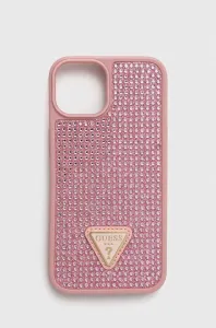 Pouzdro Guess Rhinestones Triangle Metal Logo kryt pro Apple iPhone 14 Pink