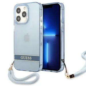 Guess GUHCP13LHTSGSB Apple iPhone 13 Pro niebieski/blue hardcase Translucent Stap