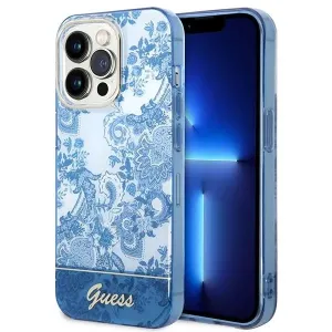 Guess GUHCP14LHGPLHB Apple iPhone 14 Pro blue hardcase Porcelain Collection