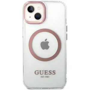 Guess Transparent MagSafe Kompatibilní Zadní Kryt pro iPhone 14 Plus Pink