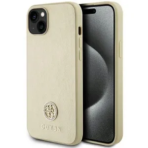 Kovové pouzdro Guess se štrasovým logem pro iPhone 15 Plus - zlaté