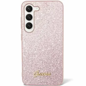 Pouzdro Guess Glitter Script pro Samsung Galaxy S24 Ultra - růžové