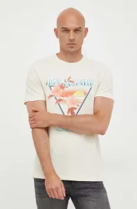 Bavlněné tričko Guess béžová barva, s potiskem #5937505