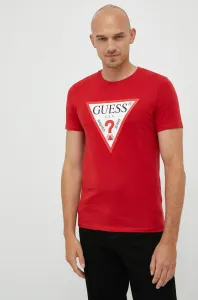Bavlněné tričko Guess červená barva, s potiskem #2024929
