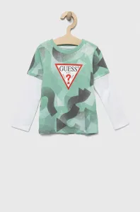 Dětská bavlněná košile s dlouhým rukávem Guess tyrkysová barva