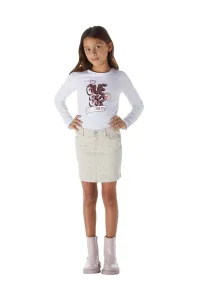 Dětská riflová sukně Guess béžová barva, mini