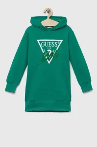 Dětské bavlněné šaty Guess zelená barva, mini