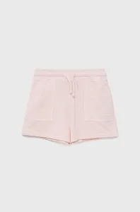 Dětské bavlněné šortky Guess růžová barva, hladké, nastavitelný pas