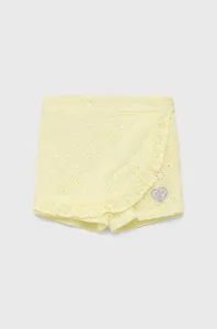 Dětské bavlněné šortky Guess žlutá barva, hladké