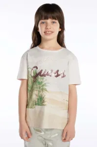 Dětské bavlněné tričko Guess béžová barva