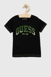 Dětské bavlněné tričko Guess černá barva #4286533