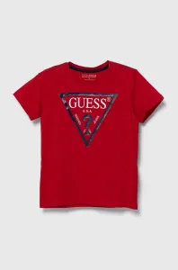 Dětské bavlněné tričko Guess červená barva, s potiskem #1955590