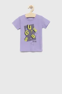 Dětské bavlněné tričko Guess fialová barva #4657967
